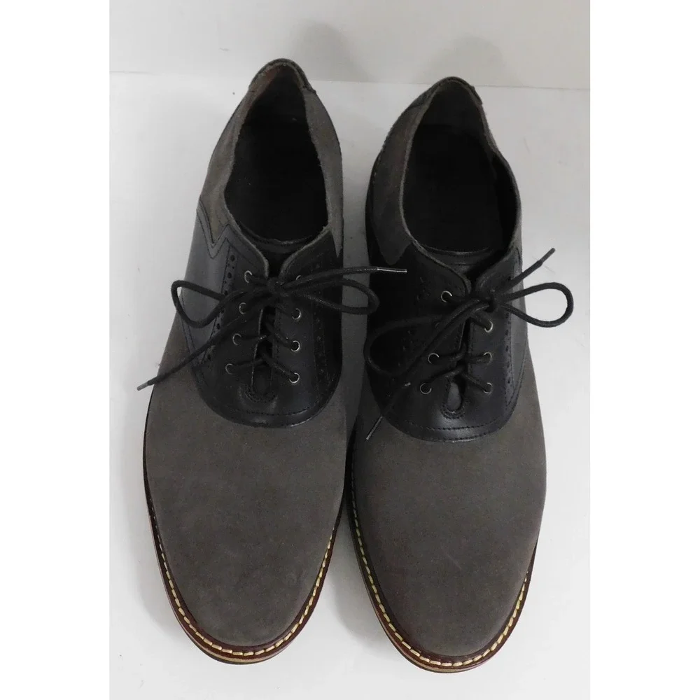 Cole Haan Franklin Two Tone Oxford Shoes Gray Black Suede Leather Men's 11.5
